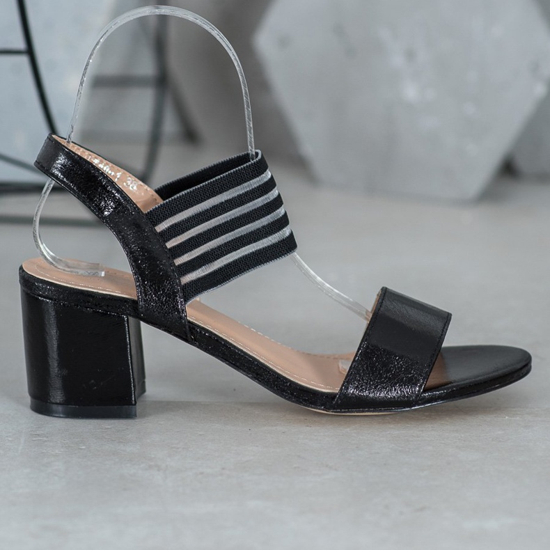 Small Swan Glänzende Slip-On-Sandalen schwarz 2