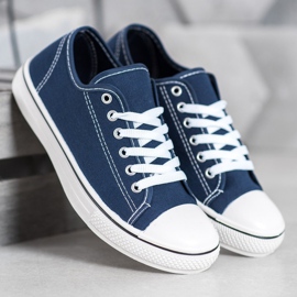 SHELOVET Klassisch gebundene Sneaker navy blau 1