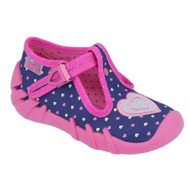 Befado Kinderschuhe 110P362 marineblau rosa 1