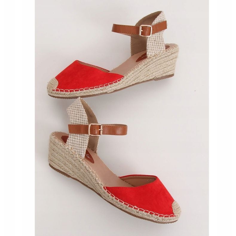 Rote Espadrilles auf Keilabsatz, rot S-820 Rot 1