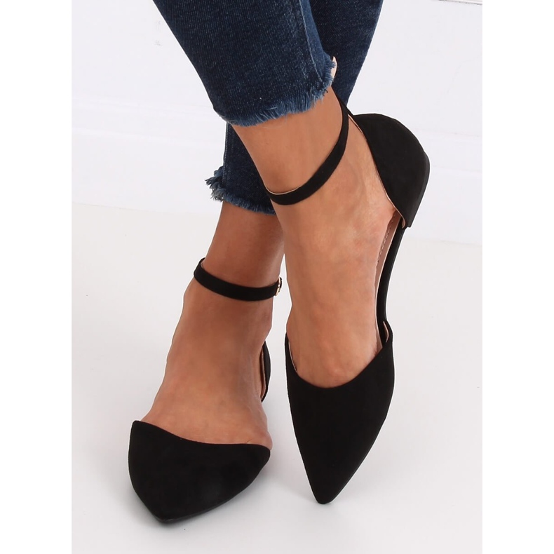 Schwarz HD-100 Schwarz geschnittene Ballerinas 1