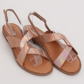 Damen Sandalen Champagner 222-31 Champagner mehrfarbig rosa gelb 1