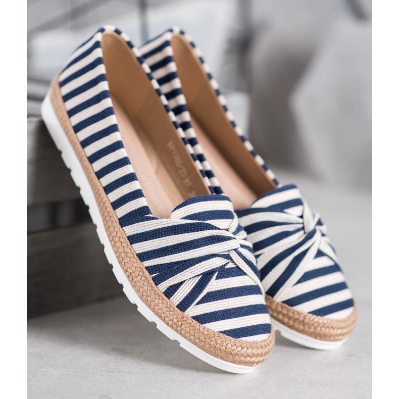 Filippo Slipper mit Streifen weiß blau 1