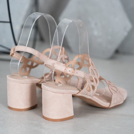 Filippo Sandalen auf einem Pfosten mit Zirkonia braun 2