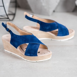 Filippo Leichte Ledersandalen blau 1