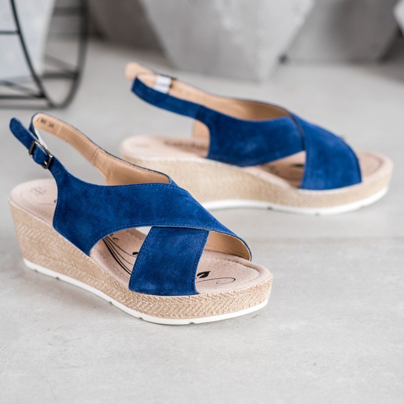 Filippo Leichte Ledersandalen blau 1