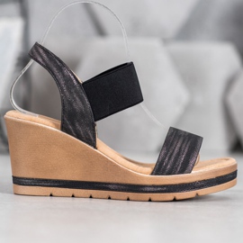 Sea Elves Stylische Keilsandalen schwarz 2