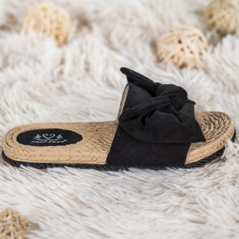 Small Swan Modische Hausschuhe mit Schleife schwarz 1