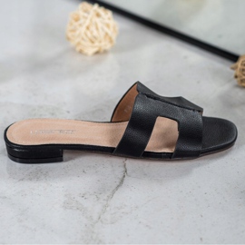 SHELOVET Klassische Hausschuhe aus Öko-Leder schwarz 2