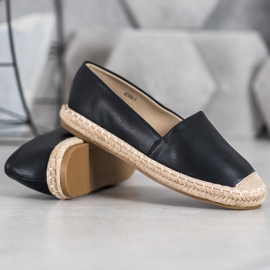 SHELOVET Leichte Espadrilles aus Kunstleder schwarz 2