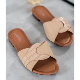 SHELOVET Elegante Hausschuhe aus Öko-Leder beige 1