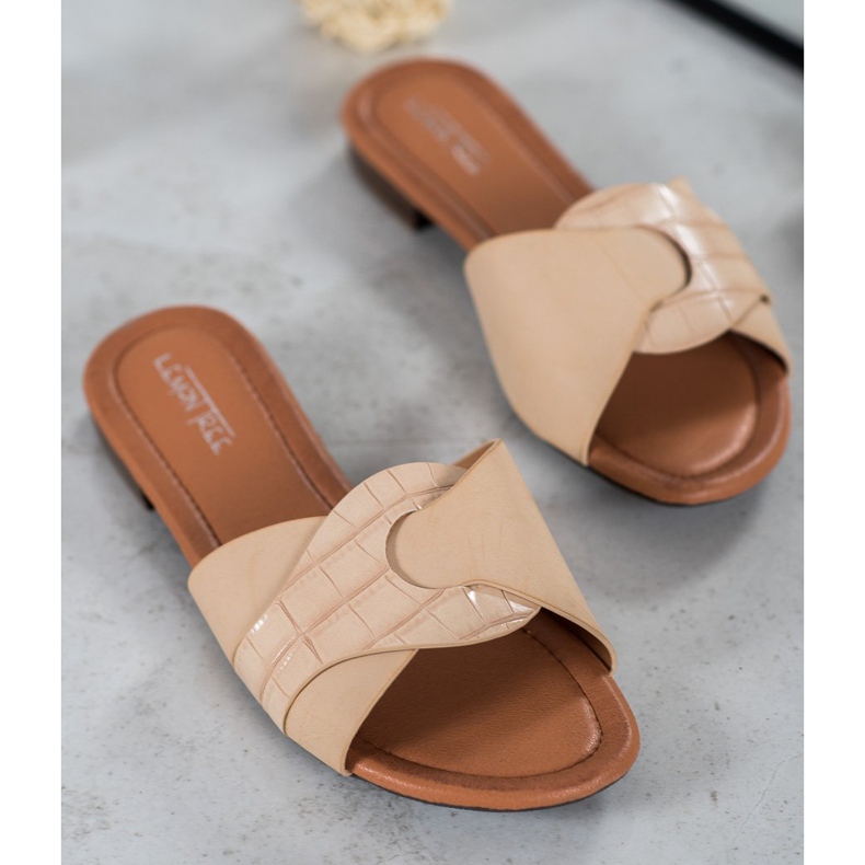 SHELOVET Elegante Hausschuhe aus Öko-Leder beige 1