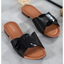 SHELOVET Elegante Hausschuhe aus Öko-Leder schwarz 1