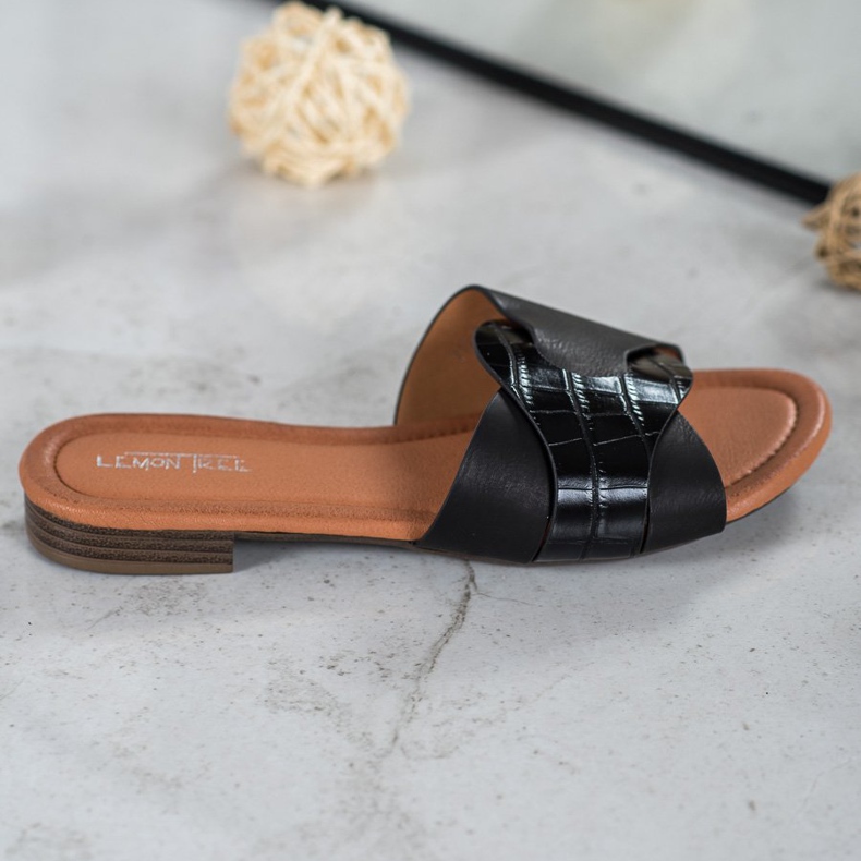 SHELOVET Elegante Hausschuhe aus Öko-Leder schwarz 2