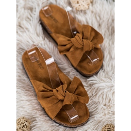 SHELOVET Wildlederhausschuhe mit Schleife braun 2