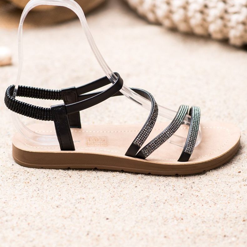 Sea Elves Elegante Slip-On Sandalen schwarz 1