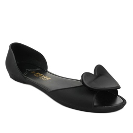 Schwarze Melissen-Gummiballerinas mit Herz KM121-8 1