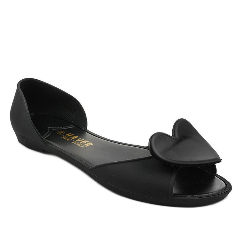 Schwarze Melissen-Gummiballerinas mit Herz KM121-8 1
