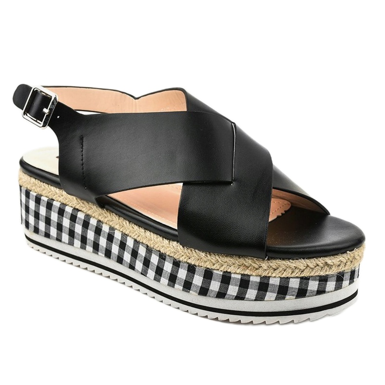 Schwarze Sandalen auf der Plattform 1507-1 1