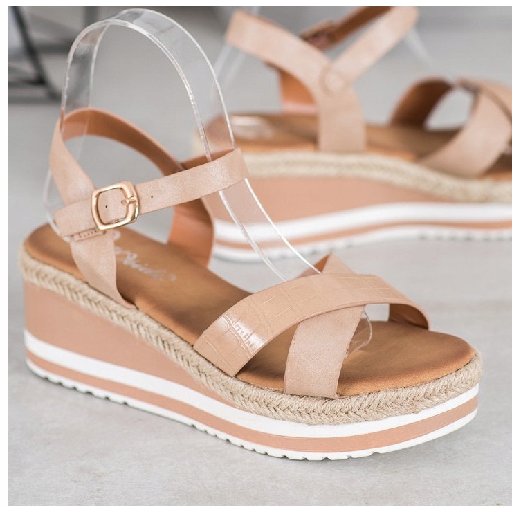 Weide Beige Wedges mit Öko-Leder 1