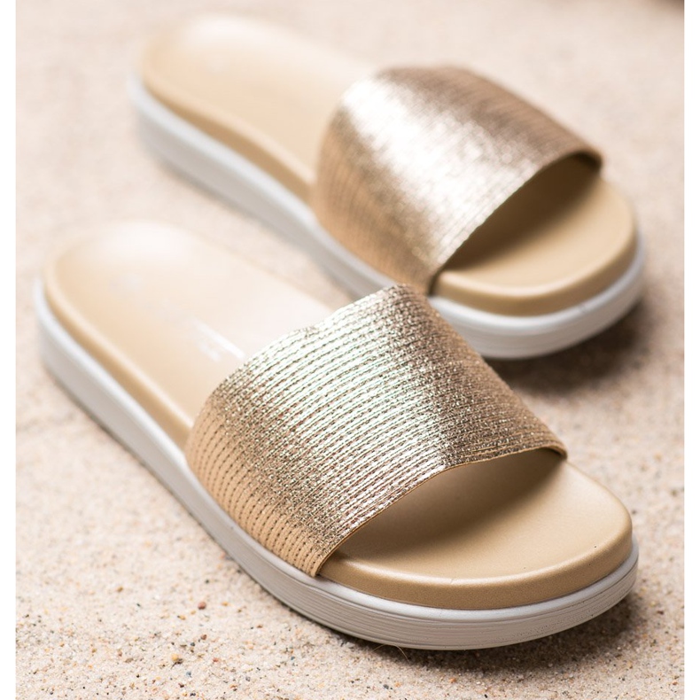 SHELOVET Klassische goldene Hausschuhe 1