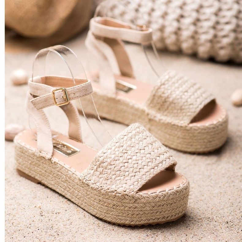 Weide Espadrilles-Sandalen auf der Plattform braun 1