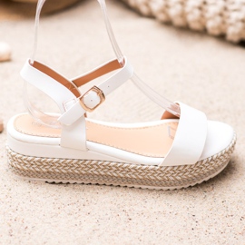 Weide Weiße Sandalen mit dekorativer Plattform 1