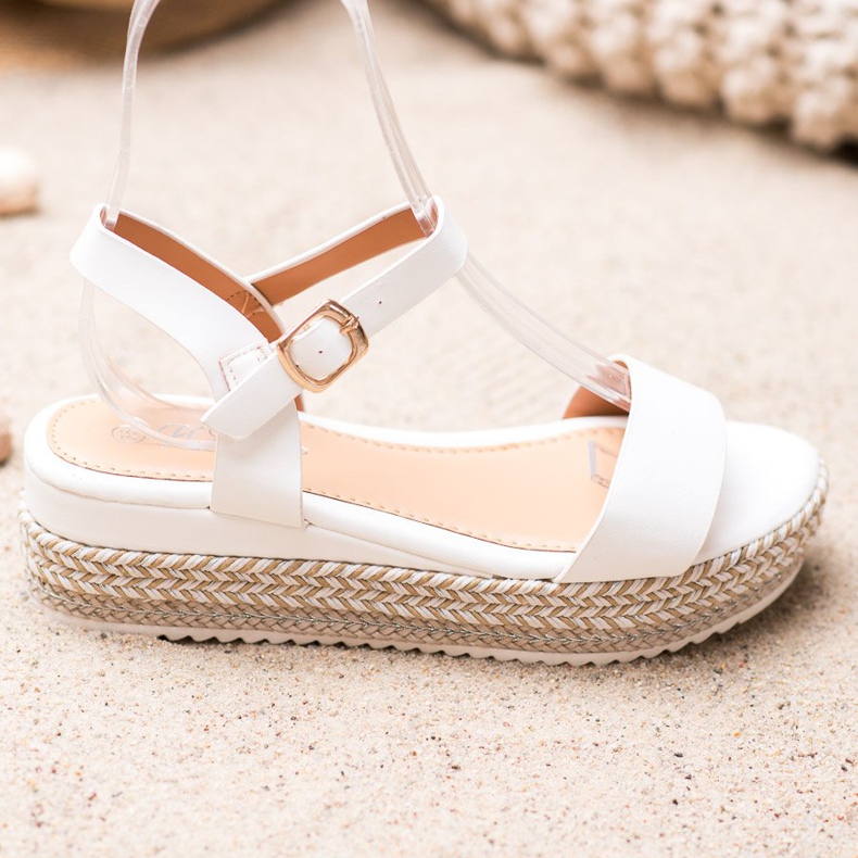 Weide Weiße Sandalen mit dekorativer Plattform 1