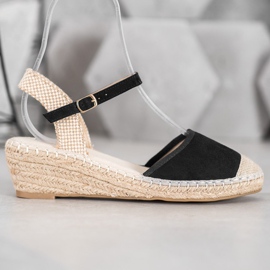 Best Shoes Schwarze Espadrilles-Sandalen 1