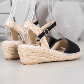 Best Shoes Schwarze Espadrilles-Sandalen 2