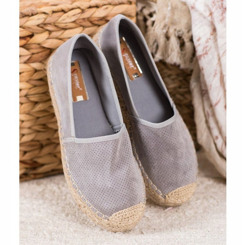 Seastar Durchbrochene Espadrilles mit Wildleder grau 1