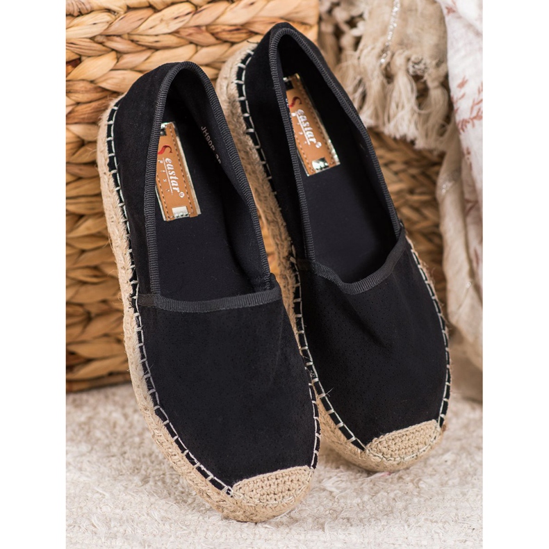 Seastar Durchbrochene Espadrilles mit Wildleder schwarz 1