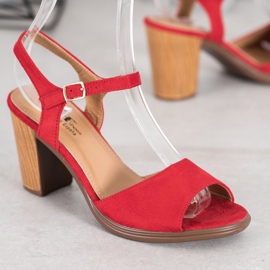 SHELOVET Rote Wildledersandalen 1
