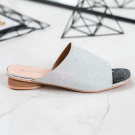 SHELOVET Elegante Hausschuhe mit Glitzer grau 2