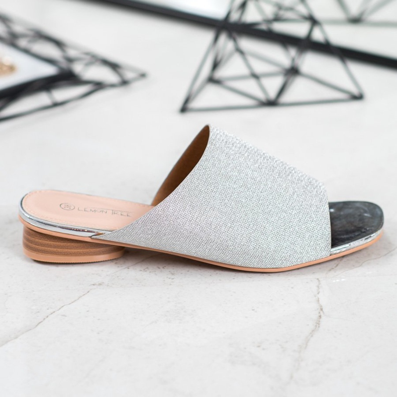 SHELOVET Elegante Hausschuhe mit Glitzer grau 2