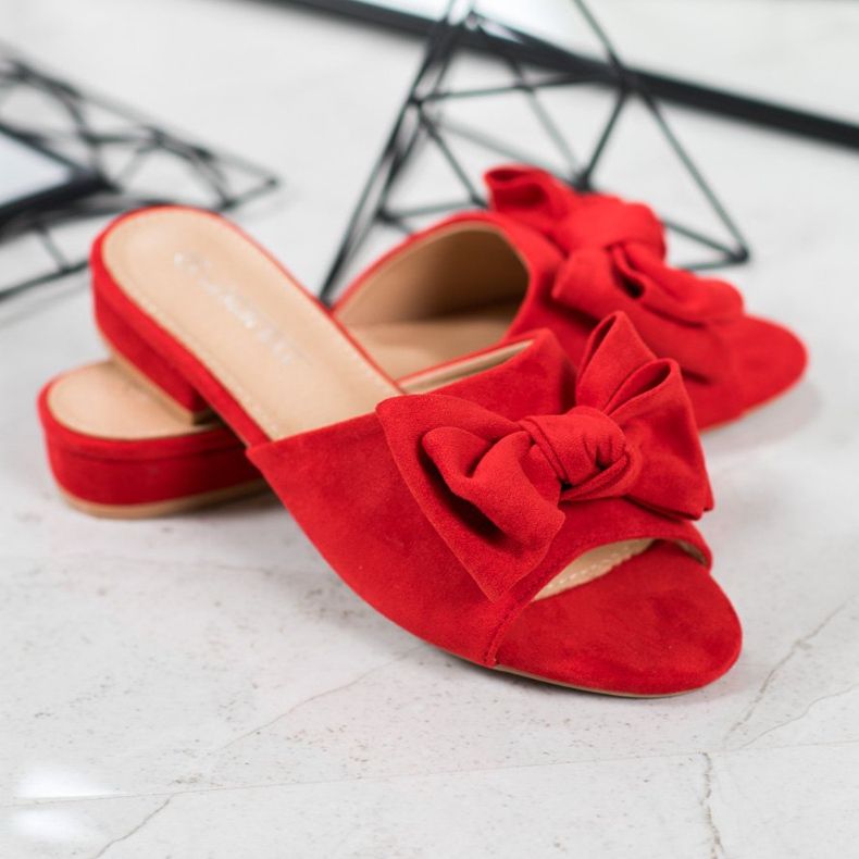 SHELOVET Rote Flip-Flops auf flachem Absatz 1