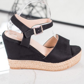 Clowse Schwarze Sandalen auf einem hohen Keil 2