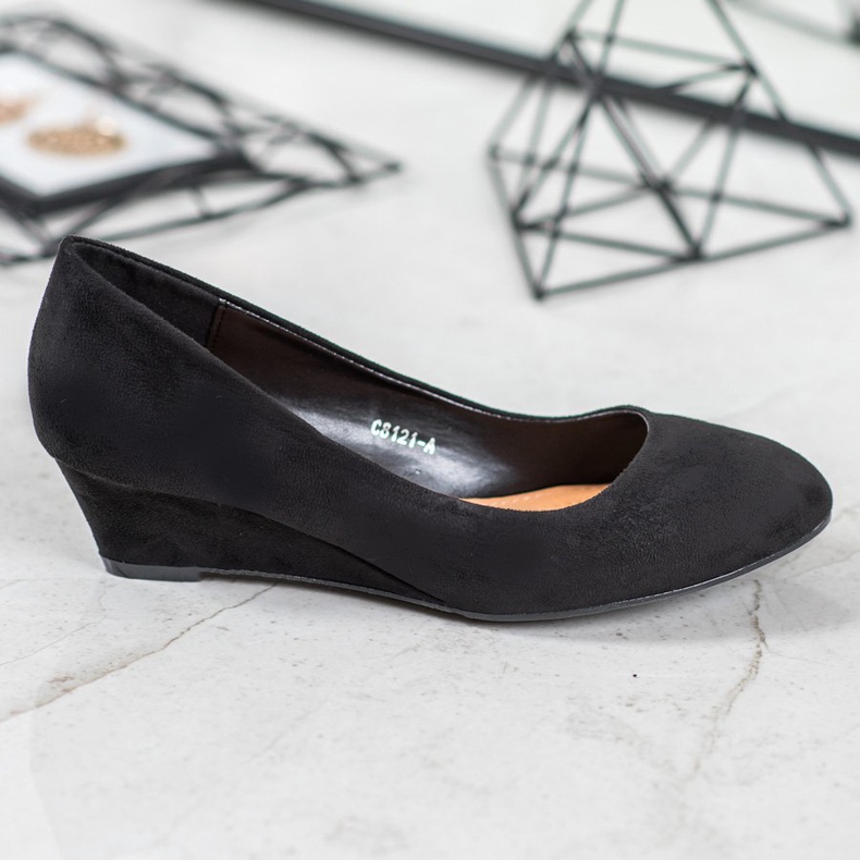 SHELOVET Schwarze Keilpumps 2