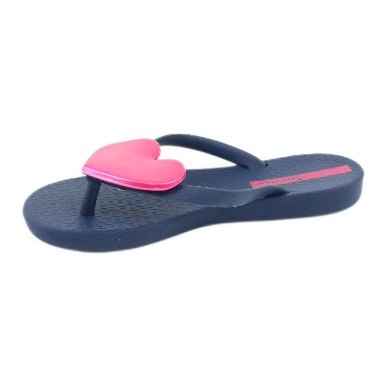 Mädchen der Marine Blue Flip -Flops mit einem rosa Herzen von Ipanema 1