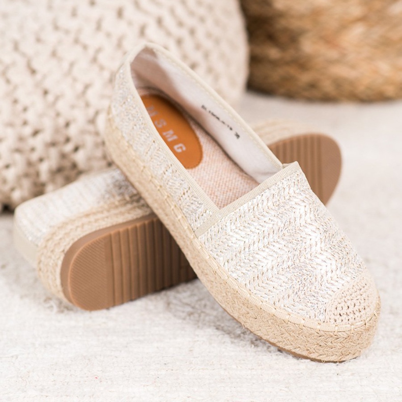 SHELOVET Geflochtene Espadrilles auf der Plattform grau 1