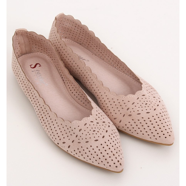 Beige durchbrochene Ballerinas NK18P Beige 1