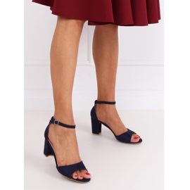 Marineblaue Sandalen mit hohen Absätzen 88-395 Blau navy blau 1