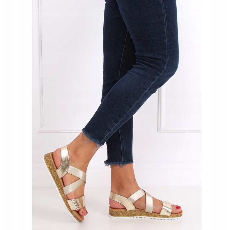 AM042 Gold goldene Damensandalen 1