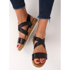 Schwarze Damensandalen AM042 Schwarz 2