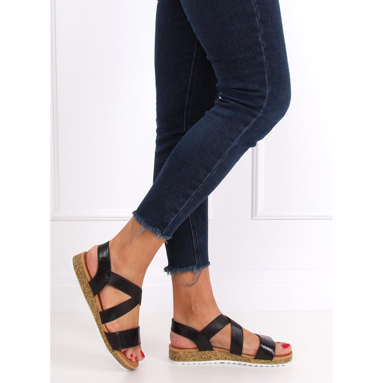 Schwarze Damensandalen AM042 Schwarz 1