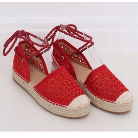 Espadrilles um den Knöchel gebunden rot G1573 Red 1