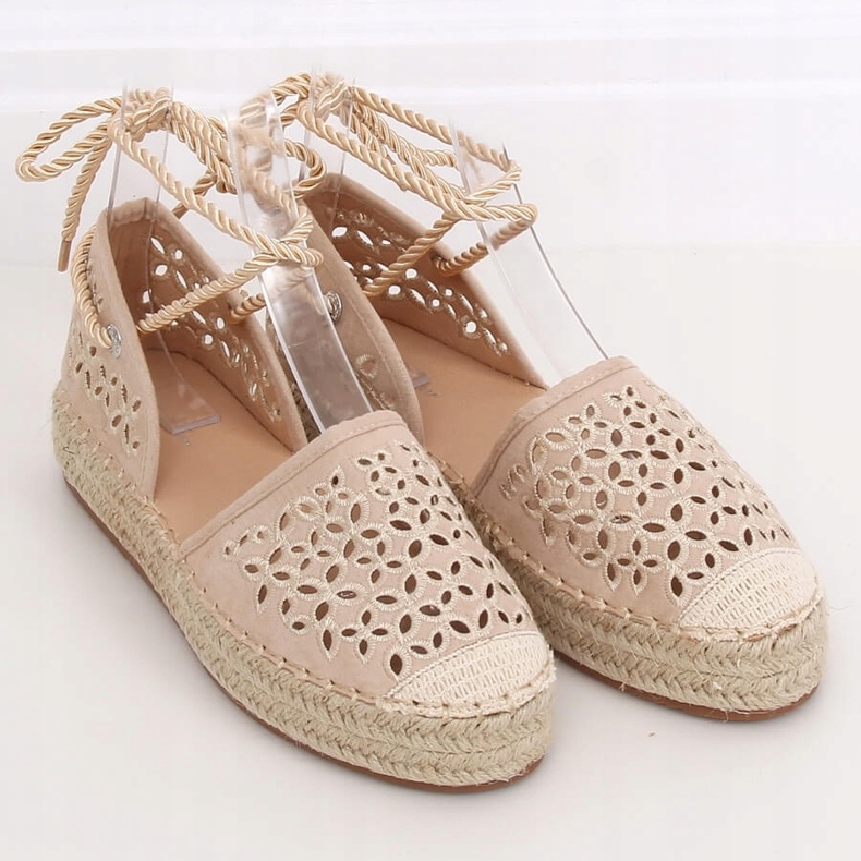 Espadrilles mit Knöchel gebunden beige G1573 Beige 1