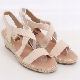 Beige Sandalen auf Keil Espadrilles S-823 Beige 1