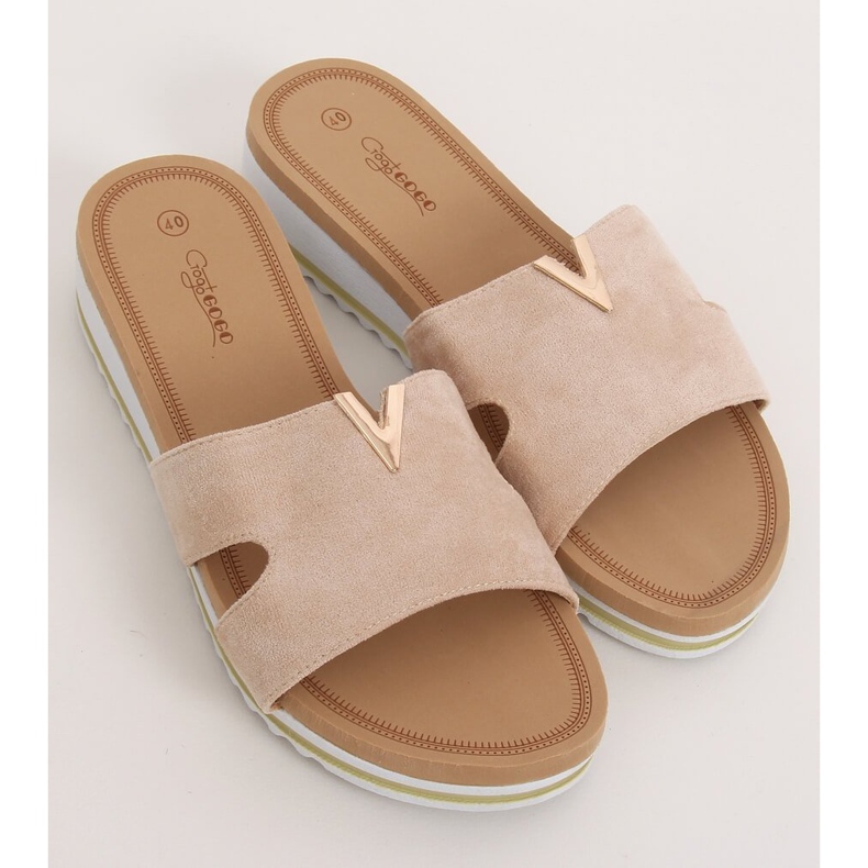 Beige Hausschuhe für Damen G-5035 Beige 1