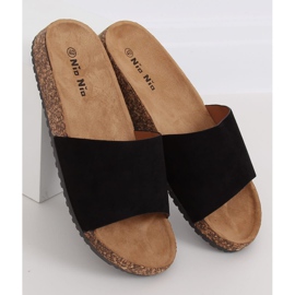 Schwarz PA-354 Schwarze Hausschuhe mit Korksohle 1